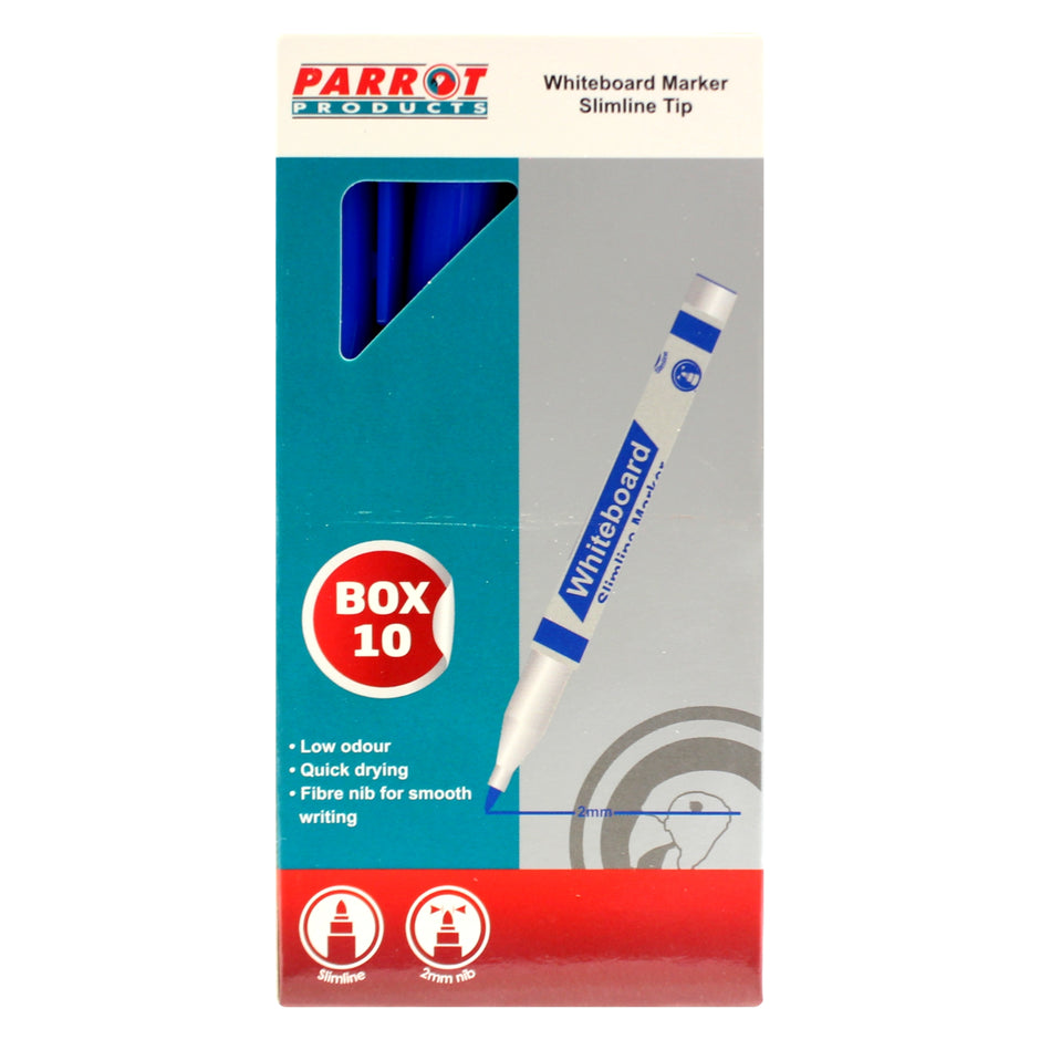 Whiteboard Markers (10 Markers - Slimline Tip - Blue) Whiteboard Markers (10 Markers - Slimline Tip - Blue) [Office Stock]