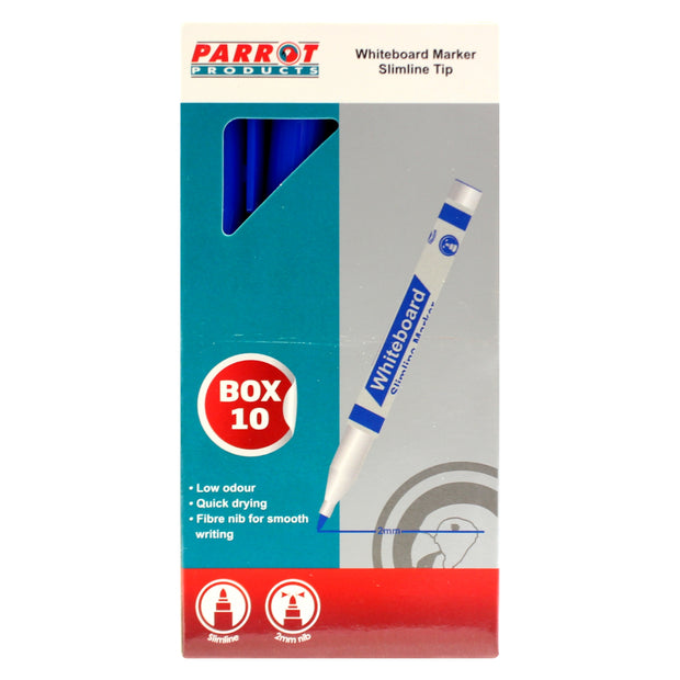 Whiteboard Markers (10 Markers - Slimline Tip - Blue) Whiteboard Markers (10 Markers - Slimline Tip - Blue) [Office Stock]