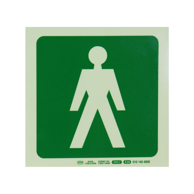 PHOTOLUMINESCENT 190MM SAFETY SIGN -E26-MALE SYMBOL PHOTOLUMINESCENT 190MM SAFETY SIGN -E26-MALE SYMBOL [Office Stock]