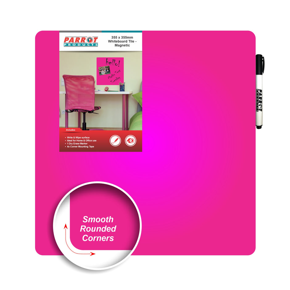 Magnetic Whiteboard Tile (355*355mm - Pink) Magnetic Whiteboard Tile (355*355mm - Pink) [Office Stock]