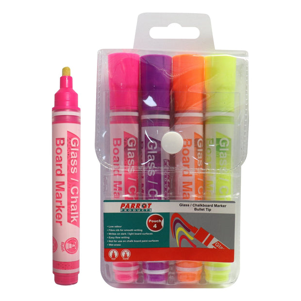 Glass/Chalkboard Markers Pouch 4 (Pink, Purple, Orange, Yellow) Glass/Chalkboard Markers Pouch 4 (Pink, Purple, Orange, Yellow) [Office Stock]