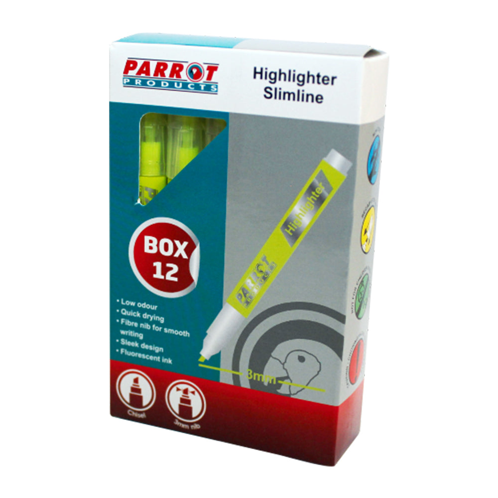 Slimline Marker Highlighters (Box of 12 - Yellow) Slimline Marker Highlighters (Box of 12 - Yellow) [Office Stock]