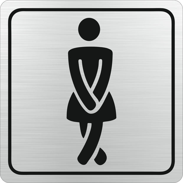 Ladies Toilet Symbolic Sign - Black Printed on Brushed Aluminium ACP (150 x 150mm) Ladies Toilet Symbolic Sign - Black Printed on Brushed Aluminium ACP (150 x 150mm) [Office Stock]