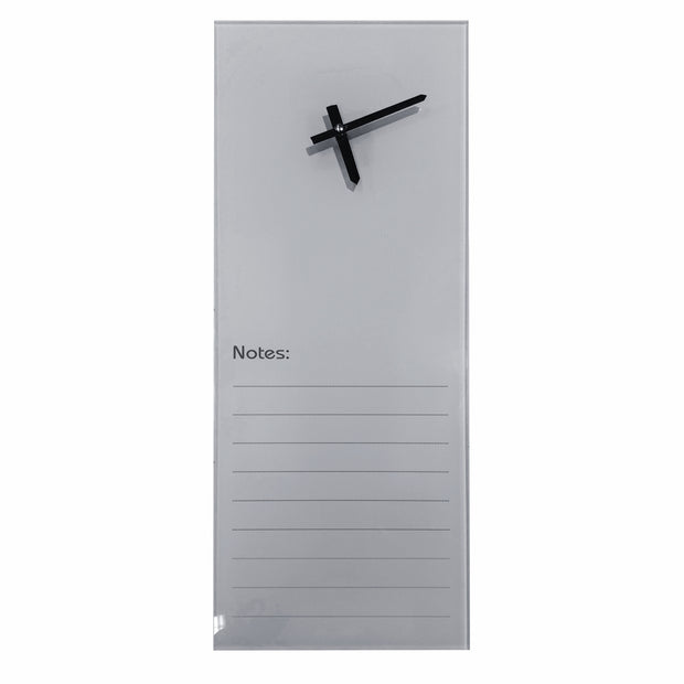 Glass Clock With Notes (200 x 580mm - Grey) Glass Clock With Notes (200 x 580mm - Grey) [Office Stock]