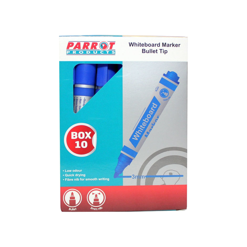 Whiteboard Markers (10 Markers - Bullet Tip - Blue) Whiteboard Markers (10 Markers - Bullet Tip - Blue) [Office Stock]