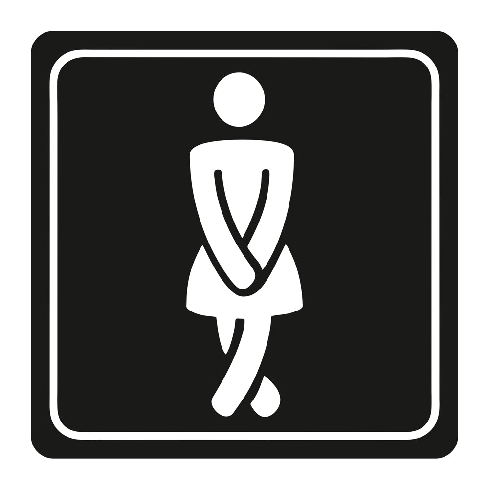 Ladies Toilet Symbolic Sign - White Printed on Black ACP (150 x 150mm) Ladies Toilet Symbolic Sign - White Printed on Black ACP (150 x 150mm) [Office Stock]