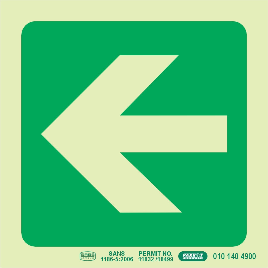 PHOTOLUMINESCENT 190MM SAFETY SIGN -E22-ARROW LEFT PHOTOLUMINESCENT 190MM SAFETY SIGN -E22-ARROW LEFT [Office Stock]