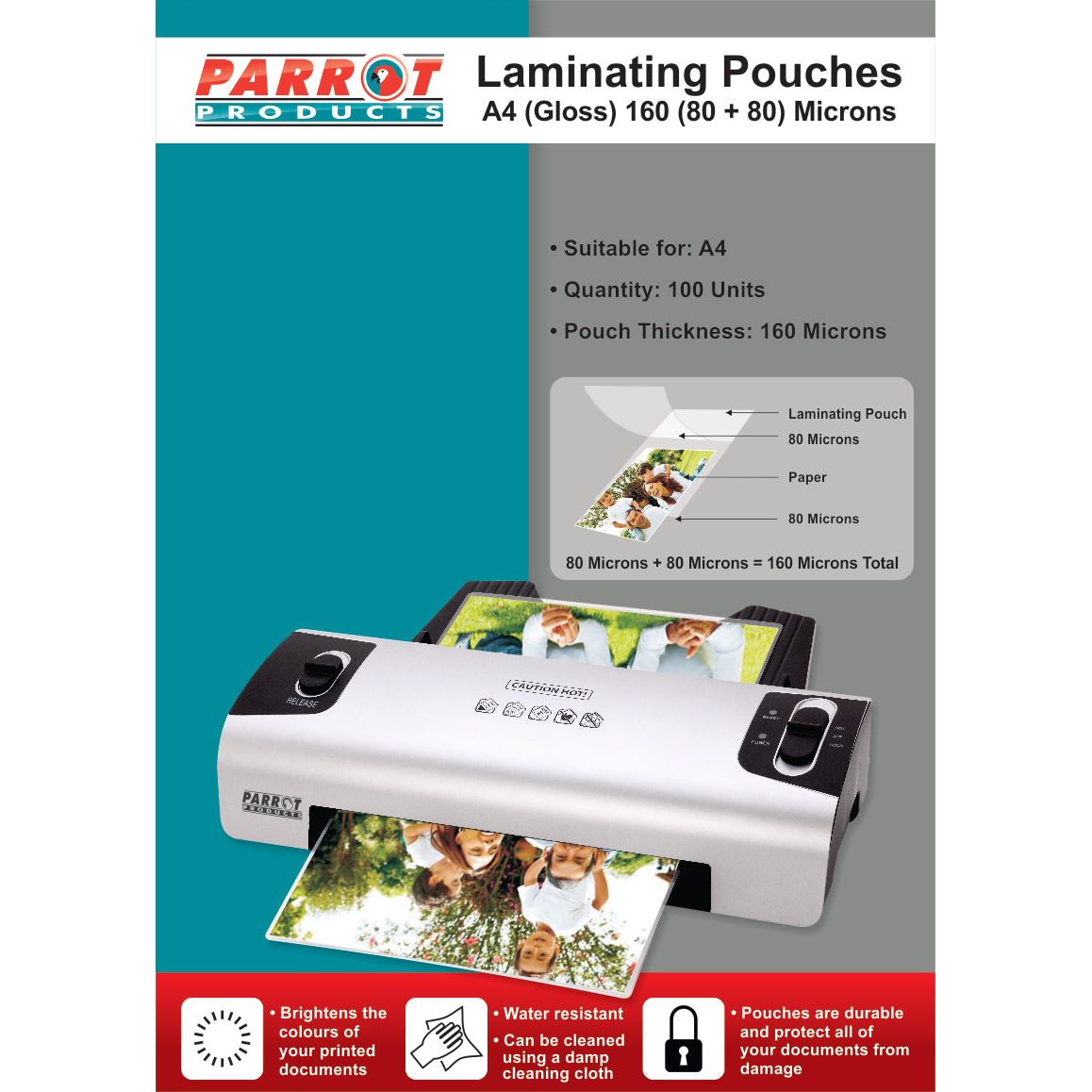 Laminating Pouches (A4 - Gloss - 220x310mm - 160 (80+80) Microns - Box 100) Laminating Pouches (A4 - Gloss - 220x310mm - 160 (80+80) Microns - Box 100) [Office Stock]