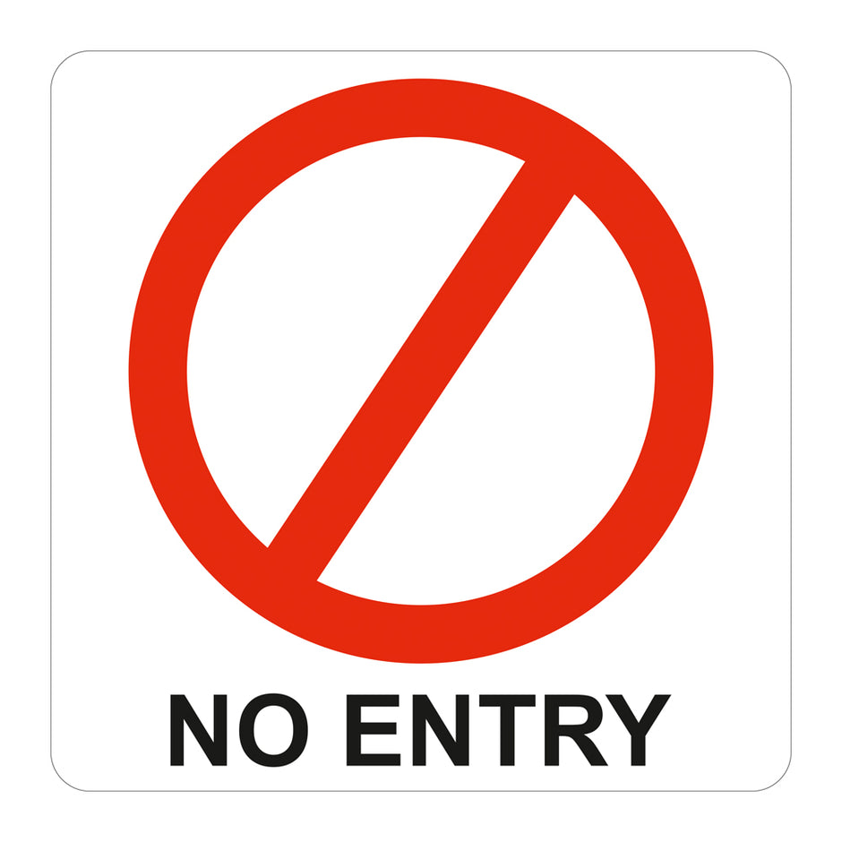 No Entry Symbolic Sign - Printed on White ACP (150 x 150mm) No Entry Symbolic Sign - Printed on White ACP (150 x 150mm) [Office Stock]