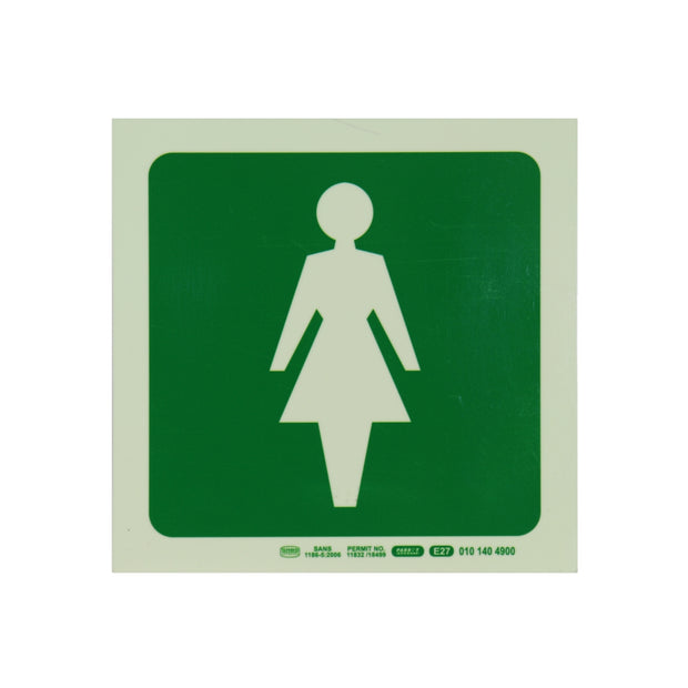 PHOTOLUMINESCENT 190MM SAFETY SIGN -E27-FEMALE SYMBOL PHOTOLUMINESCENT 190MM SAFETY SIGN -E27-FEMALE SYMBOL [Office Stock]