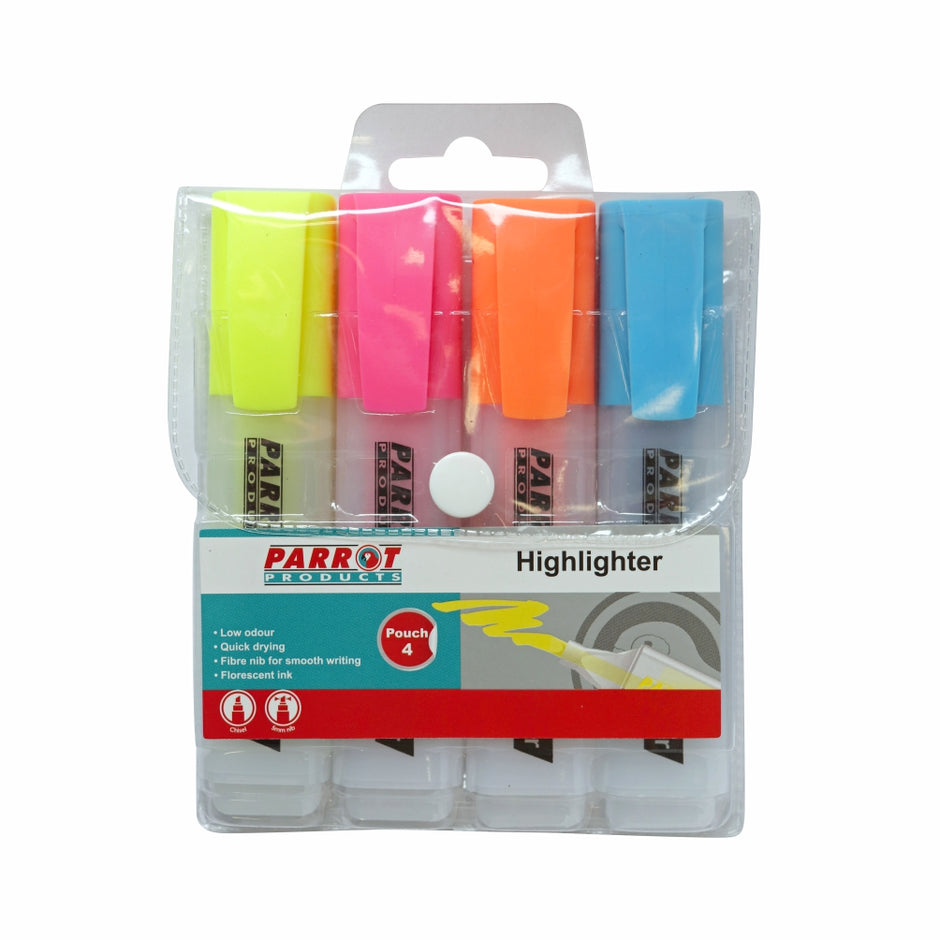 Highlighter Markers Pouch 4 (Yellow - Pink - Blue - Orange) Highlighter Markers Pouch 4 (Yellow - Pink - Blue - Orange) [Office Stock]