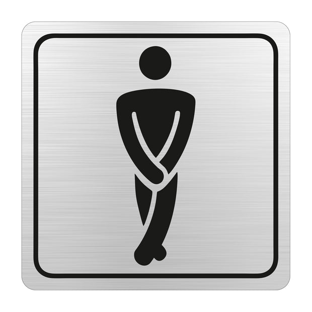 Gents Toilet Symbolic Sign - Black Printed on Brushed Aluminium ACP (150 x 150mm) Gents Toilet Symbolic Sign - Black Printed on Brushed Aluminium ACP (150 x 150mm) [Office Stock]