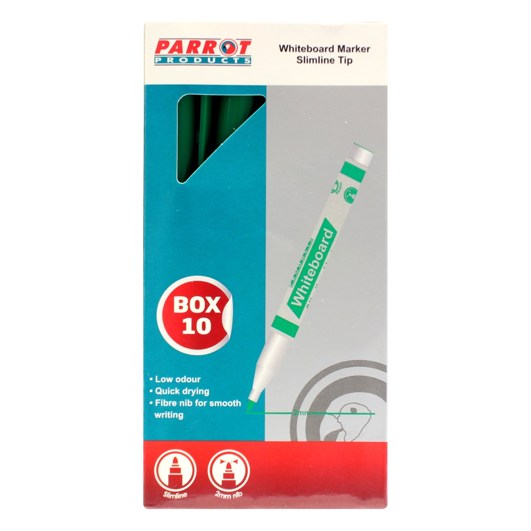 Whiteboard Markers (10 Markers - Slimline Tip - Green) Whiteboard Markers (10 Markers - Slimline Tip - Green) [Office Stock]