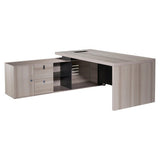 2000mm Light Oak Executive Desk with Matching Fixed Credenza - Additional View 3