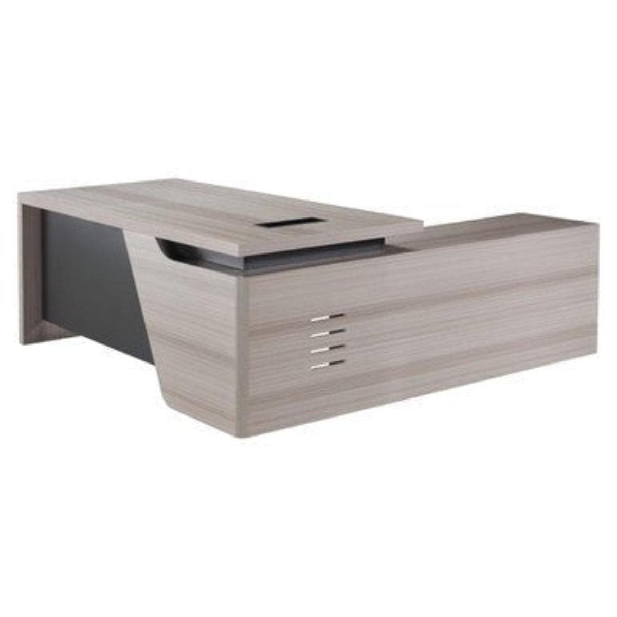 2000mm Light Oak Executive Desk with Matching Fixed Credenza