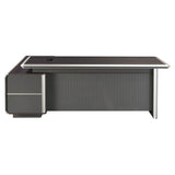 2200 mm Dark Oak Executive Office Desk & Matching Fixed Credenza