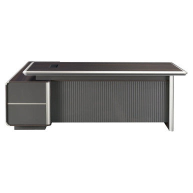 2200 mm Dark Oak Executive Office Desk & Matching Fixed Credenza