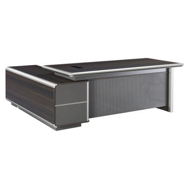 2200mm Dark Oak Executive Office Desk & Matching Fixed Credenza - Additional View 3