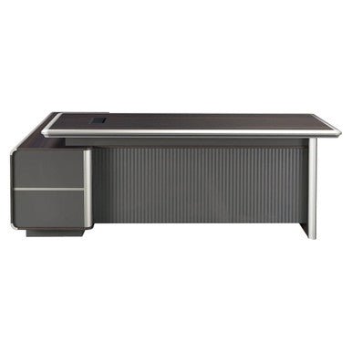 2200mm Dark Oak Executive Office Desk & Matching Fixed Credenza