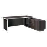 2200mm Dark Oak Executive Office Desk & Matching Fixed Credenza