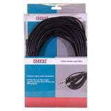 Product 3.5 mm Audio Jack Cable, 20 Metres - Jack to Jack, Black Stereo Audio Cable in Packaging.