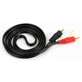 Product 3.5 mm Audio Jack to Two Male RCA Connectors Cable (20 Metres) CL4020A, Black Audio Cable with 3.5 mm Jack on One End and Two RCA Connectors on the Other, Designed for Audio and Video Connections.