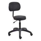 3050-B Dental Typist Office Chair, Ergonomic Office Chair with Black Fabric Upholstery, Adjustable Height, and a Five-Star Wheeled Base for Mobility.