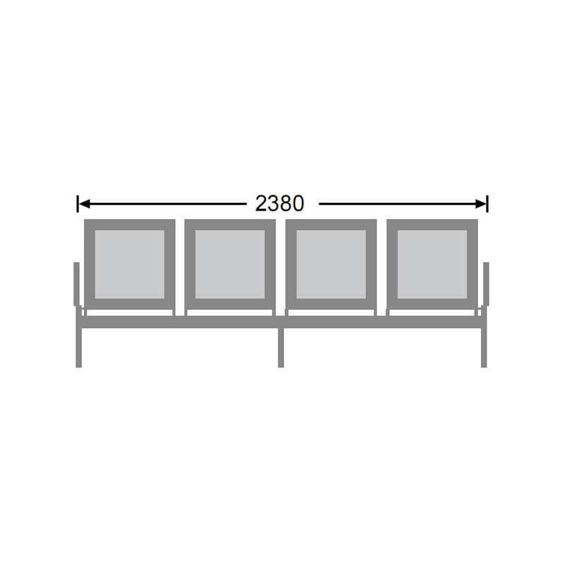 Airport Bench Heavy Duty Steel Four-Seater