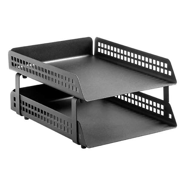 Square Punch Steel Two-Tier Letter Tray.