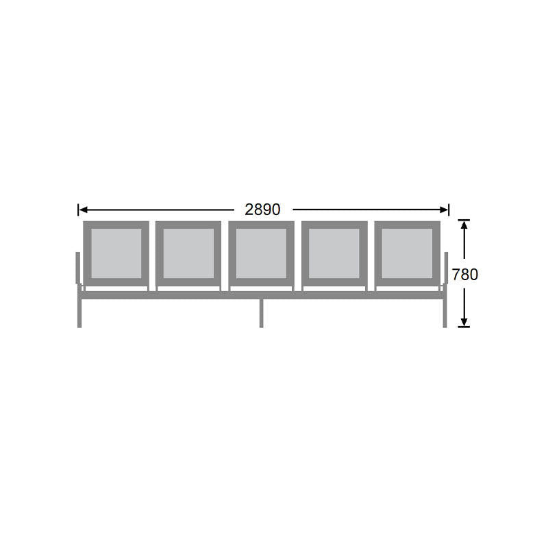 Airport Bench New Chrome Deluxe Five-Seater