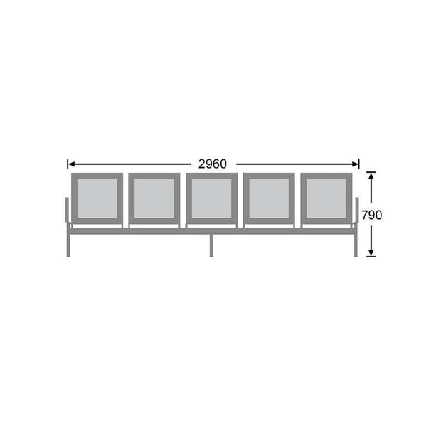 Airport Bench Stainless Steel Five-Seater