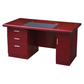 B047 Mahogany Desk with Desk Height Pedestal and Cabinet