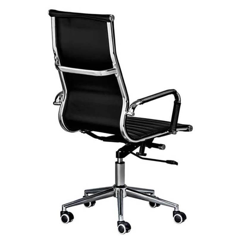 Classic Eames Pleather High-back Chair in Black