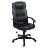 Brooklyn high-back office chair, upholstered in PVC with polyurethane loop arms, swivel and tilt mechanisms with a Nylon five-star base. The image is a 45-degree front view image of the chair.