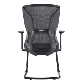 Black Mesh Office Chair with Black Steel Sleigh Frame, Suitable as a Chair for SMEs, Featuring a Breathable Mesh Back and Ergonomic Design, by Brand 67, in a Stylish and Comfortable Design.
