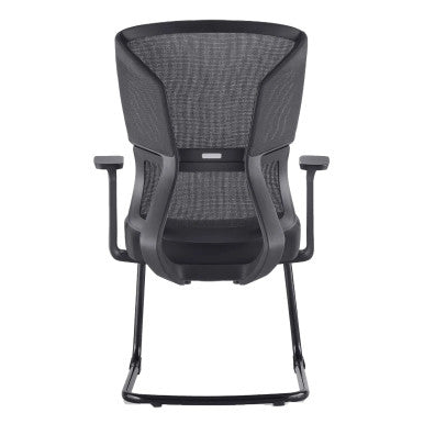 Black Mesh Office Chair with Black Steel Sleigh Frame, Suitable as a Chair for SMEs, Featuring a Breathable Mesh Back and Ergonomic Design, by Brand 67, in a Stylish and Comfortable Design.