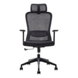 Black Ergonomic Work Chair with Mesh Back and Black Nylon Frame, High-back Design and Adjustable Features, from Brand 67, Featuring a Sturdy Base with Wheels, Presented in a Sleek and Modern Style.