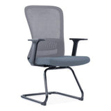 The Grey Mesh with Black Frame Visitor Office Chair Features a Grey Mesh Back, Nylon Armrests, and a Black Steel Sleigh Base.
