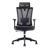 Black Mesh High-back Office Chair with Black Nylon Frame, Adjustable Headrest and Ergonomic Design, from 67 Brand, Ideal for South Africa Office Furniture, Featuring a Sturdy Base and Armrests, in a Sleek and Modern Style.