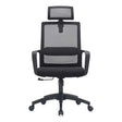 Black Mesh High-back Office Chair with Aluminium Frame, Adjustable Headrest and Armrests, on Five-Star Base with Castors, by 67, Featuring a Sturdy 20kg Ergonomic Design with Breathable Mesh Back and Seat, in a Sleek Black Finish.