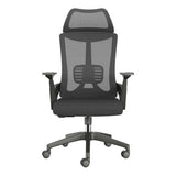 The Black Mesh with Black Nylon Frame High-back Office Chair Features a Mesh Backrest with Headrest, Black Nylon Frame, Armrests, and Base with Castors.