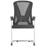 C4014B Black Mesh Visitor Office Chair by 67, Featuring a Black Mesh Back with Chrome Frame, Ideal for Educational Institution Seating, Showcasing a Ventilated Design for Comfort and Support with a Sturdy Metal Base and Armrests.