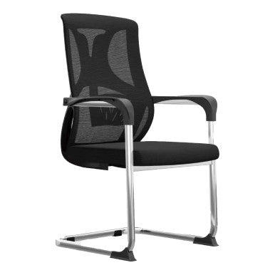 Grey Mesh Office Chair with White Frame, Medium-back Design, and Silver Metal Legs, Presented on a Plain Background, Showcasing Its Ergonomic Features as a Stylish Medium-back Chair with Durable Build and Comfortable Appearance.