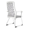 Grey Mesh Office Chair with White Frame, Durable Office Furniture Featuring a Breathable Mesh Back and Chrome Sleigh Base, 67 Brand, C4019B Model, Showcasing a Sturdy and Comfortable Design with a Grey Seat and Armrests.