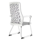 Grey Mesh Office Chair with White Frame, Durable Office Furniture Featuring a Breathable Mesh Back and Chrome Sleigh Base, 67 Brand, C4019B Model, Showcasing a Sturdy and Comfortable Design with a Grey Seat and Armrests.