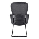 Black Mesh Office Chair with Steel Sleigh Frame, 67 Brand, C4022B Model, Ideal for South Africa Office Furniture, Featuring Ergonomic Design and Durable Construction, Presented in a Sleek Black Colour with a Sturdy Steel Base.