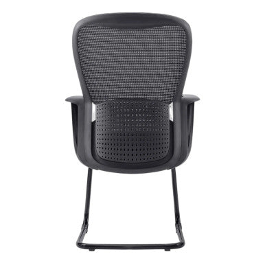 Black Mesh Office Chair with Steel Sleigh Frame, 67 Brand, C4022B Model, Ideal for South Africa Office Furniture, Featuring Ergonomic Design and Durable Construction, Presented in a Sleek Black Colour with a Sturdy Steel Base.