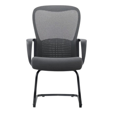 Black Mesh Office Chair with Steel Sleigh Frame, from 67 Brand, Featuring Ergonomic Design and Sturdy Legs, Ideal for Online Office Chairs, Showcasing Comfort and Durability in a Sleek, Modern Style.
