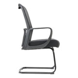 Black Mesh Office Chair with Steel Sleigh Frame, C4022B Visitor Office Chair, Featuring a Sleek Design, Black Colour, and Ergonomic Build, Presented on a Plain White Background, Showcasing Its Sturdy Steel Base and Comfortable Mesh Seat and Backrest.