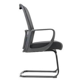 Black Mesh Office Chair with Steel Sleigh Frame, C4022B Visitor Office Chair, Featuring a Sleek Design, Black Colour, and Ergonomic Build, Presented on a Plain White Background, Showcasing Its Sturdy Steel Base and Comfortable Mesh Seat and Backrest.